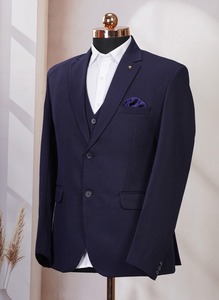 Traje Formal de 3 Piezas Azul Tinta para Hombre, Elegante y de la Mejor Calidad, para Negocios, Banquetes y Eventos Nocturnos, Disponible al Mejor Precio - Product Image 3