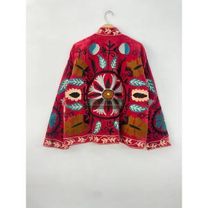 <b>Women</b> for Spring Season Unisex Cotton Suzani <b>Velvet</b> Jacket with Uzbek Hand Embroidery Floral Pattern <b>Coat</b> Boho Hippies Style - Product Image 2