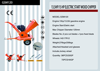 Broyeur de feuilles à moteur à essence 15hp 13,5 hp Broyeur de bois à gaz électrique Broyeur de bois Hacker moins cher