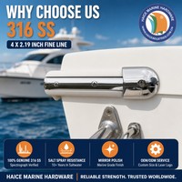 Nouvel embout de rail de protection en acier inoxydable 316 poli miroir, finition fine, 4x2,19 pouces, pour bateaux, yachts, kayaks et accessoires de quincaillerie marine