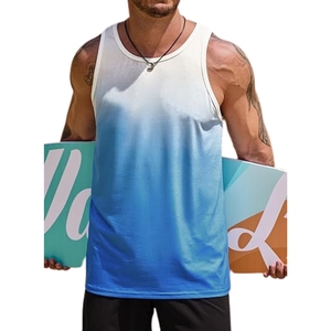 Wholesale Gym Tank Top Men Casual Summer Vest Style Sportswear Lightweight Material Drop Armhole Cut Crew Neck Tank Tops for Men - Product Image 4