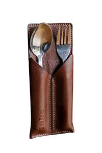 Leather Cutlery Spoon Bag Silverware Holders Restaurant Cutlery Holder <b>Sleeves</b> Utensil Organizer Spoon and Fork Holder - Product Image 4