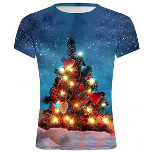 T-shirts de Noël personnalisés avec logo – Vente chaude, streetwear confortable pour hommes, style hip-hop, en coton/bambou tricoté respirant - Product Image 3