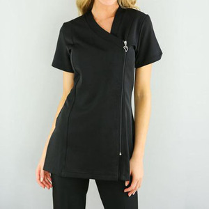 Uniformes de Spa de Uñas Personalizados de Algodón/Poliéster de la Mejor Calidad en Oferta, Blusas de Trabajo para Mujeres, Túnica de Terapeuta de Salón de Belleza con Bolsillos y Cremallera - Product Image 2