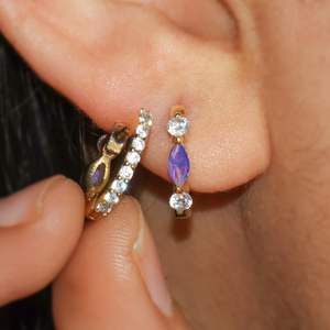 Natural Fire Opal <b>Huggie</b> Hoop <b>Earrings</b> Minimalist Blue Multi Fire Ethiopian Opal 925 Sterling Silver 14K <b>Gold</b> <b>Plated</b> <b>Earrings</b> - Product Image 4