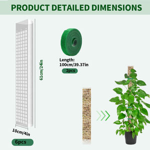 Modular D-Shaped Plastic Coated Moss Pole 48 Inch Snap-Fit Extendable <b>Greenhouse</b> Use Simple <b>Plant</b> Support - Product Image 5