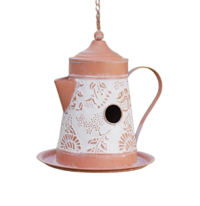 Decoración de jardín, forma de hervidor de agua hecha a medida, estilo moderno, casa de pájaros de Metal, jaula decorativa para mascotas, loros, jardinería - Product Image 4