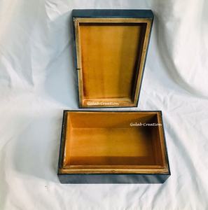 Résine vert foncé MDF léger Rectangle boîte à bijoux finition polie élégante mallette de rangement faite à la main pour bagues boucles d'oreilles - Product Image 3