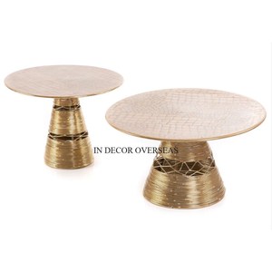 Bandeja para servir artículos de comida de forma redonda hecha de acero inoxidable pulido brillante plateado con aspecto atractivo Suministros de asas de diseñador - Product Image 6