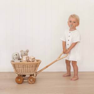 Rattan <b>Dolls</b> Stroller Cart Gift for Children Wicker Babydoll <b>Bed</b> & Pram Natural Baby <b>Doll</b> Prams - Product Image 3