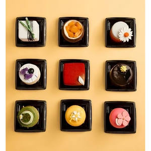 <b>Mini</b> Square Plastic Serving Tray 100 <b>Pcs</b> Black Single Portion Medorino 6.5x6.5 cm Alcas - Product Image 2