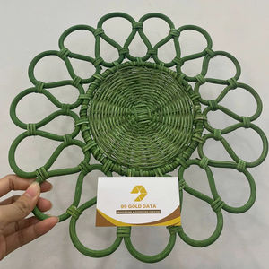 Plato de ratán de Vietnam artesanal duradero, bandeja de cesta Natural rústica, plato Tejido ligero hecho a mano para mesa de cocina, comedor - Product Image 1