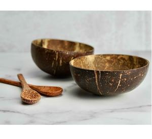 Bols en coquille de noix de coco faits à la main pour servir des salades, des smoothies et des collations - Product Image 3