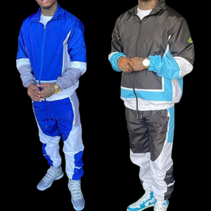 Chaqueta cortavientos transpirable Conjuntos cortavientos de dos piezas para hombres Chándales cortavientos al por mayor - Product Image 1