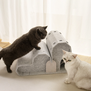 Casa para Gatos Interior Plegable Ecológica de 2 Pisos con Acogedor Túnel de Lana y Cama Extraíble y Lavable para Hogares con Varios Gatos - Product Image 2