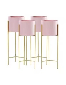 Lot de 2 pots de fleurs ronds plaqués or avec support Nouveau design pour la maison, le salon et la décoration de jardin extérieur - Product Image 3