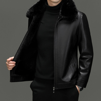 Manteau en cuir de marque haut de gamme pour homme, nouvelle collection automne-hiver, épais et chaud, avec col en fourrure amovible, style business décontracté