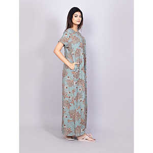 Conjunto de Bata de Noche Estampada de Estilo Alpino con Bolsillo Lateral y Bordado en el Escote, Tejido Suave, para Novias, ODM Personalizable, con Cordón Ajustable, 3 Piezas - Product Image 3