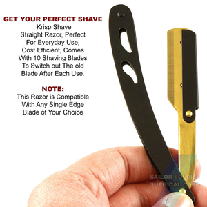 Precio de fábrica, maquinillas de afeitar de peluquero de acero inoxidable mate negro de 6,0 \ "con cuchillas afiladas chapadas en oro - Product Image 5