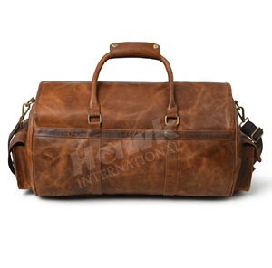 Bolsa de viaje de equipaje de cuero unisex hecha a mano para exteriores, bolsa de lona personalizada para viajes de negocios, venta al por mayor para hombres y mujeres - Product Image 2