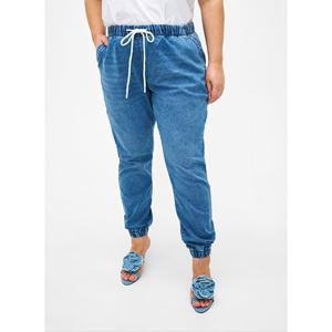 2024 pantalones vaqueros de mezclilla transpirables de talla grande para mujer, cintura elástica, parte inferior recta con estilo de bigotes para otoño - Product Image 5
