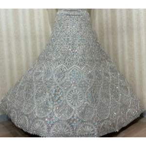 High Quality Bridal Lehenga Ensemble Embellished Skirt Fitted Blouse & Dupatta Net Fabric with <b>Detailed</b> Embroidery - Product Image 2