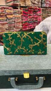 Handmade Patola Silk <b>Clutch</b> Fashionable Lady-Style Metal Hand <b>Bag</b> <b>Wedding</b> Favor Party Gift or Bridal Item for Her - Product Image 2