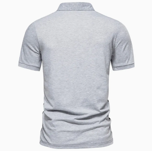 เสื้อยืดกอล์ฟผู้ชายแบบกำหนดเองสำหรับฤดูร้อนธุรกิจลำลองแบบถักกันรอยยับระบายอากาศสีปิดกั้นแขนสั้นหมุนเวียน - Product Image 3