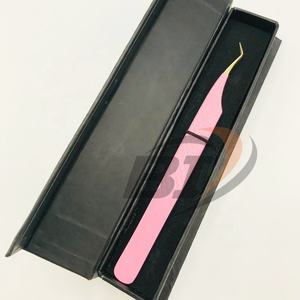 Pince à épiler professionnelle en acier inoxydable durable à 45 degrés pour extensions de cils, prise ferme, modèle volume rose doré, applicateur - Product Image 2