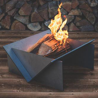 Brasero de camping carré détachable et pliable en acier Corten, portable, rouge rouillé, épaisseur 5 mm