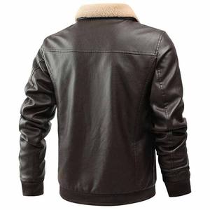 Chaqueta de cuero de invierno de calidad superior para hombre, logotipo personalizado, cuello levantado, a prueba de viento y tela de lona transpirable, recién llegado - Product Image 2