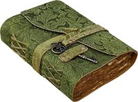 Cuaderno de Cuero Estilo Vintage New Era, con Grabado Floral, Papel Reciclado Verde, Encuadernado Cosido, Personalizable, Regalo, Diseño Antiguo