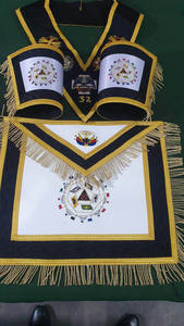 Étui rigide pour insignes maçonniques, tablier de maître maçon de la Loge bleue brodé, broderie dorée, fabriqué en cuir véritable/tissu velours, tendance - Product Image 2