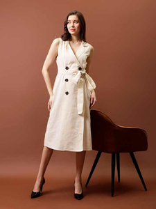 Robe mi-longue en lin chic pour femmes, idéale pour les tenues formelles et décontractées de tous les jours - Product Image 2