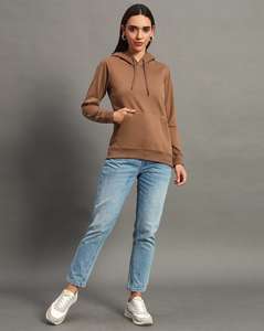 Vente chaude sweats à capuche d'hiver pour femmes à manches longues tricoté couleur unie brodé col à capuche fabriqué au Pakistan - Product Image 1