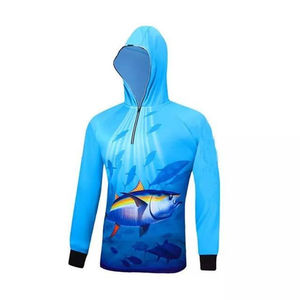 Dernier modèle Sweat à capuche de pêche léger et doux pour homme Chemise de pêche en polyester vierge Concevez vos propres vêtements de pêche - Product Image 4