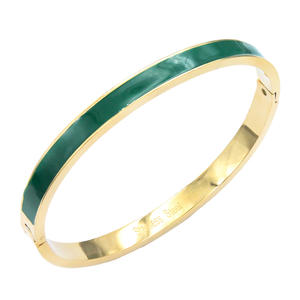 Gold-Plated Stainless Steel Hinged <b>Bangle</b> Bracelets Black Color 6mm Width Elegant <b>Fine</b> <b>Bangles</b> - Product Image 1