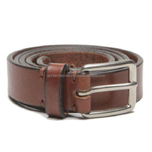 El cinturón informal de cuero de grano superior más vendido para hombres hecho en India Cinturón de cuero casual marrón de diseño personalizado a precio mayorista - Product Image 2