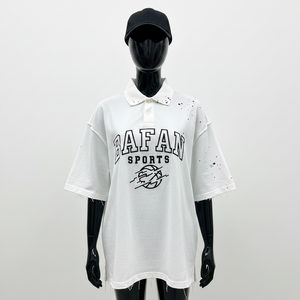 Camiseta Polo para Mujer, Algodón Jersey Premium GSM, Suave y Transpirable, Blanca, Corte Holgado, Logotipo Personalizado con Serigrafía, Camisetas Polo de Algodón para Mujer - Product Image 6