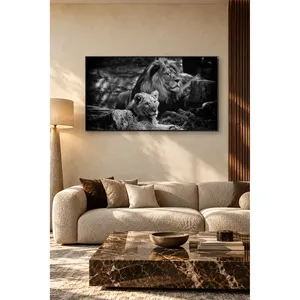 Impression sur toile Fida Lion et Lionesse sur les rochers - Product Image 2