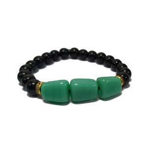 <b>Bracelet</b> Black and Amazonite Obsidian <b>Beads</b> Stone <b>Bracelet</b> Crystal Gemstone Fashion Jewelry <b>Men</b> and Women Gift Energy Medi - Product Image 1