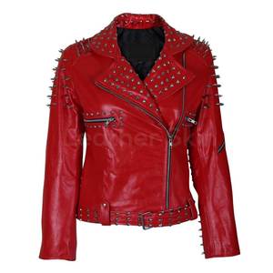 Custom Logo Women's <b>Leather</b> <b>Jacket</b> <b>Long</b> Sleeve Latest Style Custom Made Men's Winter Studdeds <b>Jackets</b> - Product Image 1