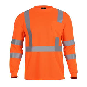 Camisas de trabajo de alta visibilidad para hombre Polo de poliéster con rayas reflectantes características fluorescentes y térmicas - Product Image 4