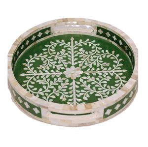 Plateau de service personnalisé de qualité supérieure Plateau de service en résine incrustée de motifs floraux et artisanaux pour la maison, la cuisine, les restaurants et les hôtels - Product Image 6