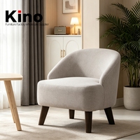 Canapés de salon en tissu coton-lin japonais Kino, fauteuils d'appoint modernes en bois courbé pour la détente et le confort à domicile