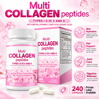 Capsules de collagène multi-peptides à marque privée avec biotine, vitamine C et acide hyaluronique pour la peau, les cheveux et le soutien des articulations