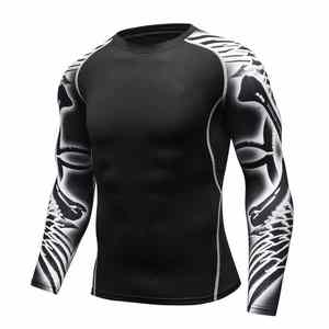 T-shirt de compression à manches longues pour hommes, à séchage rapide, avec logo personnalisé, pour la salle de sport, rashguard BJJ pour adultes - Product Image 2