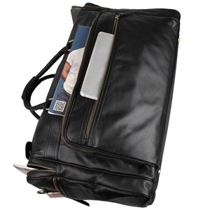 Bolsa de Viaje de Fin de Semana Personalizada, Grande, Reutilizable, Portátil, de Cuero Genuino Negro Ecológico - Product Image 3
