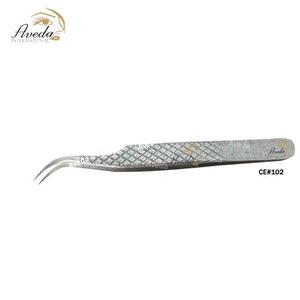 Pincettes d'extension de cils en acier inoxydable, pinces de haute qualité, cosmétique pour les yeux, courbées, marque privée, bout pointu - Product Image 1