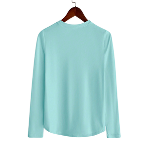 Camiseta Casual de Manga Larga para Mujer, Cuello Redondo, Tela Suave y Elástica, Básica para Uso Diario, Cómoda, Holgada, Transpirable, de Color Sólido - Product Image 2